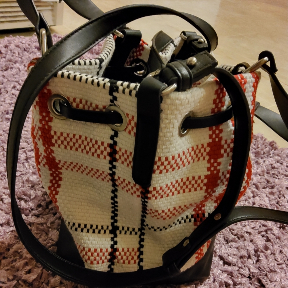 Parfois Plaid Woven Bucket Bag/Backpack Shoulder Bag - Picture 7 of 11